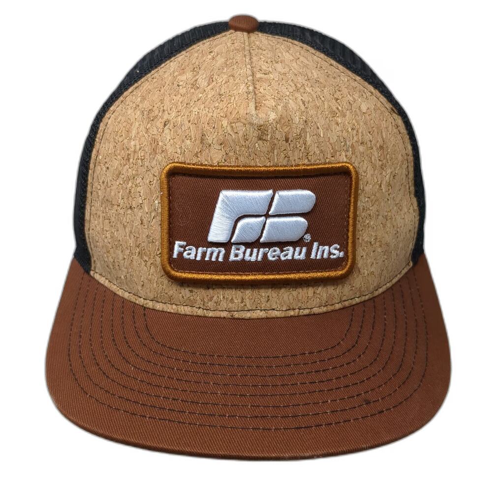 Buck's Bags Brown One Size Trucker Hat Farm Bureau Insurance Idaho Cork Mesh